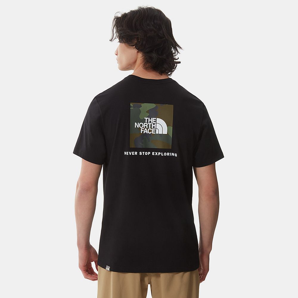 The North Face T-Shirts Mens Australia - The North Face Redbox Black / Camo Print (ZVW-460871)